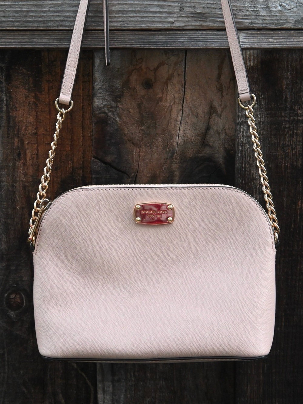 Michael Kors Pale Blush (light pink) Leather Crossbody with Gold Hardware